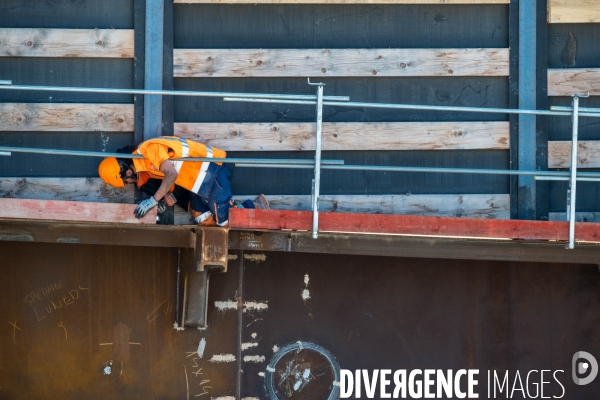 Travaux de construction du Franchissement Urbain Pleyel
