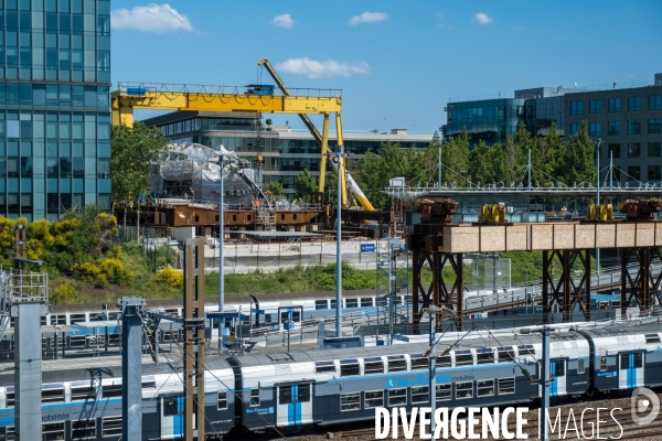 Travaux de construction du Franchissement Urbain Pleyel