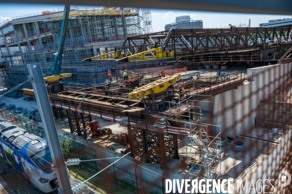 Travaux de construction du Franchissement Urbain Pleyel