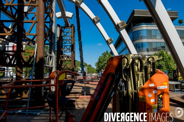 Travaux de construction du Franchissement Urbain Pleyel