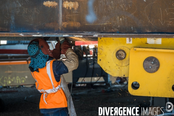Travaux de construction du Franchissement Urbain Pleyel