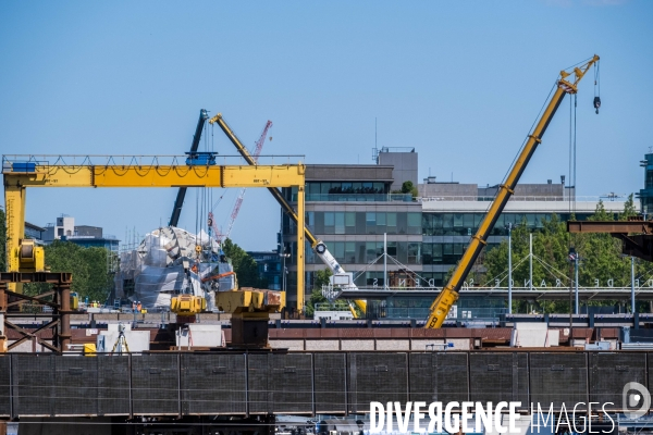 Travaux de construction du Franchissement Urbain Pleyel