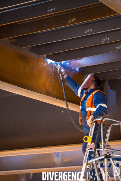 Travaux de construction du Franchissement Urbain Pleyel