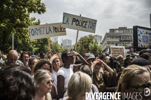 Marche blanche a nanterre en hommage au jeune nahel tue lors d un controle de police.