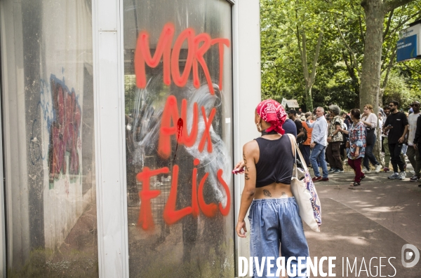 Marche blanche a nanterre en hommage au jeune nahel tue lors d un controle de police.