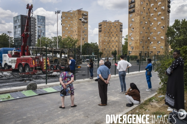 Consequence des violences d une 3eme nuit d emeutes  la gare routiere d  aubervilliers.