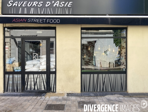 Marseille, centre-ville, commerces dévastés après une 2ème nuit d émeutes.