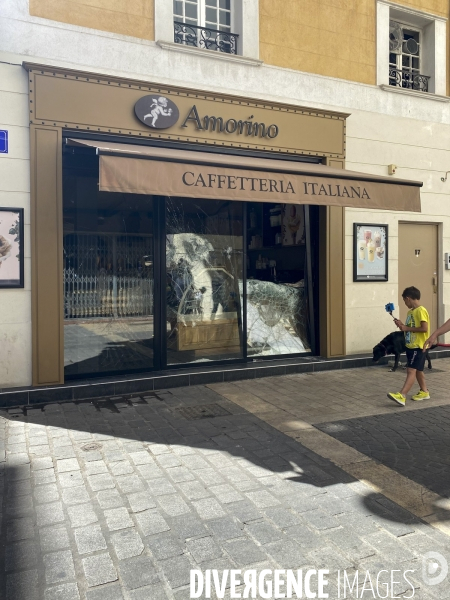 Marseille, centre-ville, commerces dévastés après une 2ème nuit d émeutes.