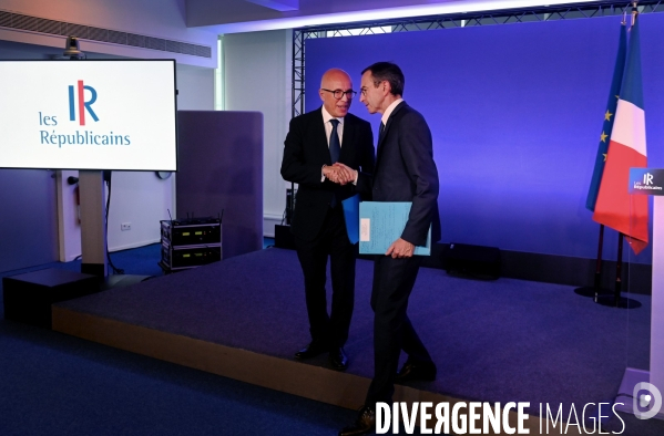 Conference de presse d Éric Ciotti d Olivier Marleix et de Bruno Retailleau 