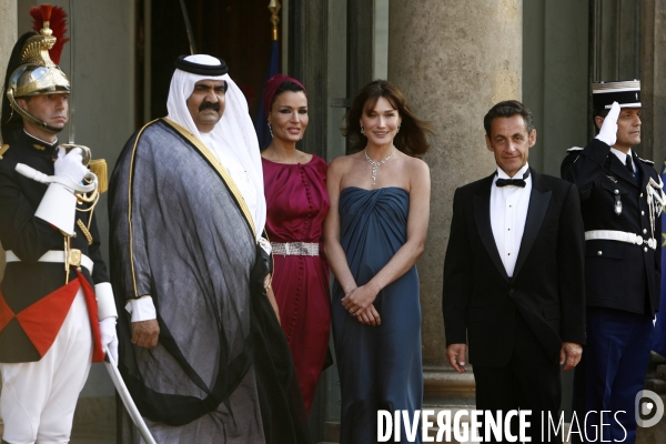 Diner officiel pour l emir du qatar a l elysee.