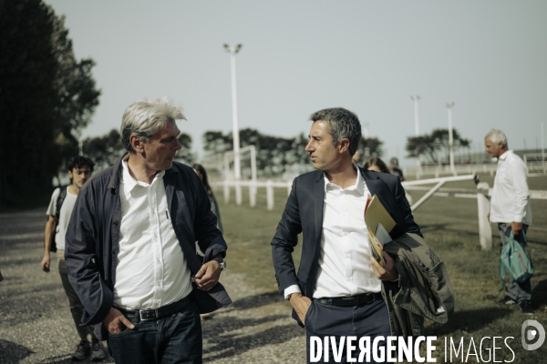 Déplacement de François Ruffin en Normandie.
