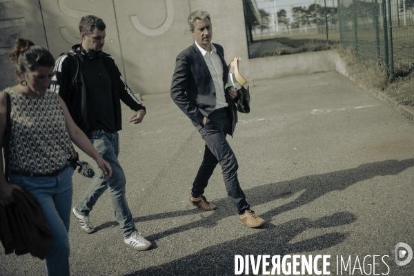 Déplacement de François Ruffin en Normandie.