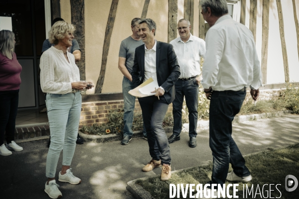 Déplacement de François Ruffin en Normandie.