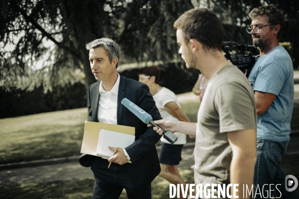 Déplacement de François Ruffin en Normandie.