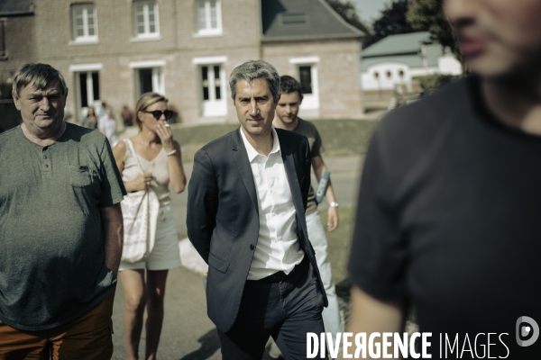 Déplacement de François Ruffin en Normandie.