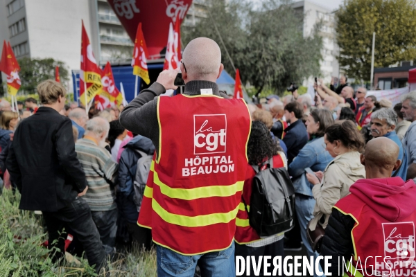 Rassemblement à l appel de la cgt contre le projet de fermeture de l’hôpital Beaujon