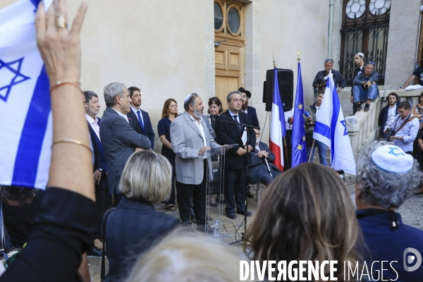 Rassemblement devant la grande Synagogue de Bordeaux après les attaques du Hamas en Israël.