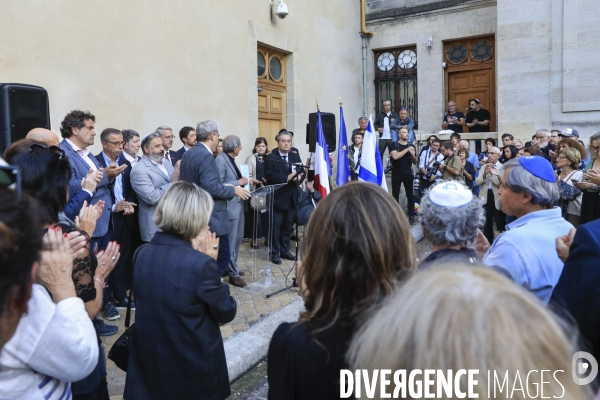 Rassemblement devant la grande Synagogue de Bordeaux après les attaques du Hamas en Israël.