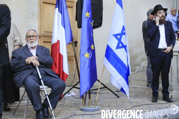 Rassemblement devant la grande Synagogue de Bordeaux après les attaques du Hamas en Israël.