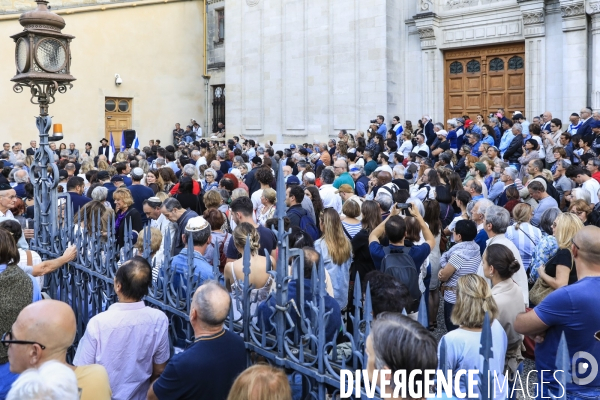 Rassemblement devant la grande Synagogue de Bordeaux après les attaques du Hamas en Israël.