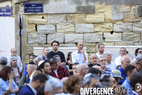 Rassemblement devant la grande Synagogue de Bordeaux après les attaques du Hamas en Israël.