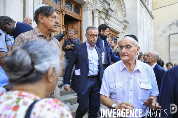 Rassemblement devant la grande Synagogue de Bordeaux après les attaques du Hamas en Israël.