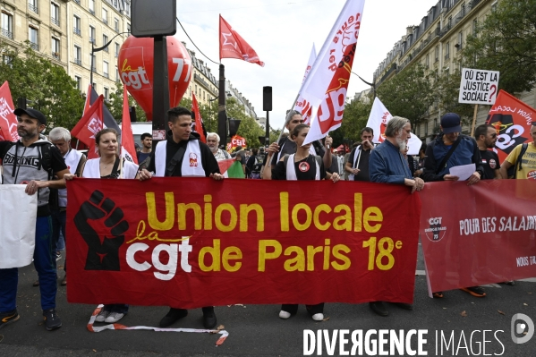 Manifestation interprofessionnelle pour la hausse des salaires et contre l austérité. Paris