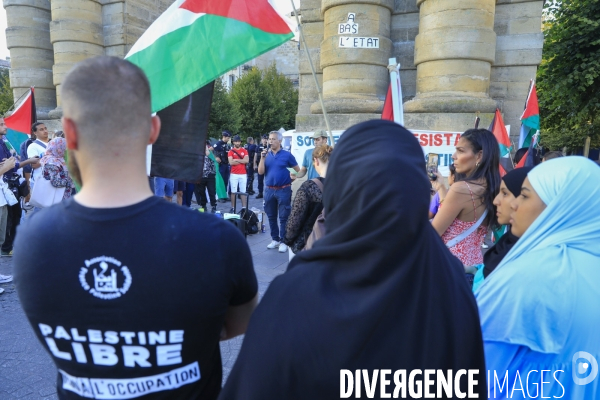 Rassemblement interdite et statique organisée par l association  France-Palestine Solidairé 