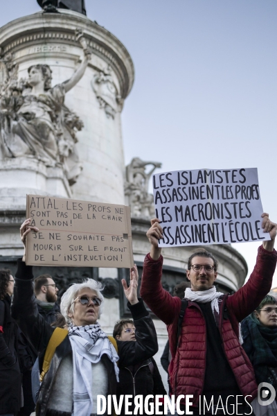 Rassemblement d enseignants en hommage à Dominique Bernard