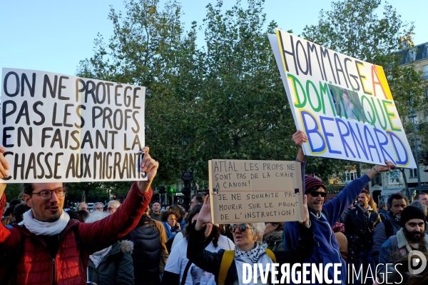 Place de la République, hommage au professeur assassiné, Dominique Bernard,