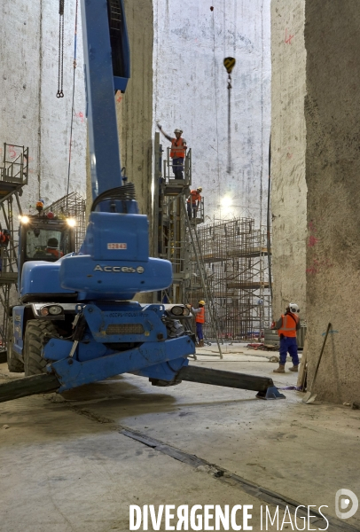 Chantier de « l’impluvium » à Paris, futur réservoir souterrain d’eau pluviale. Septembre 2023.