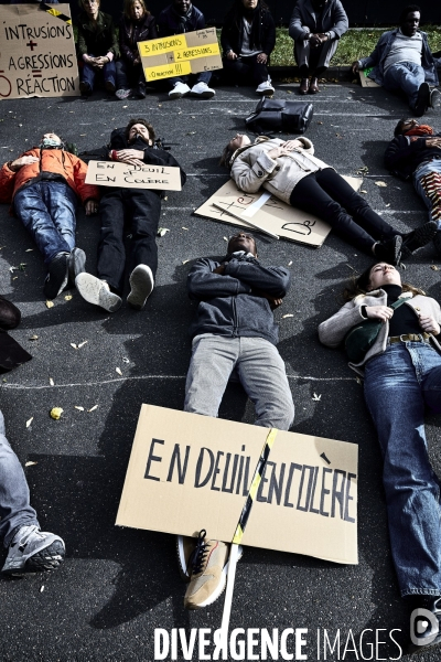 Manifestation  du lycée Henaff - Bagnolet pour le droit de retrait