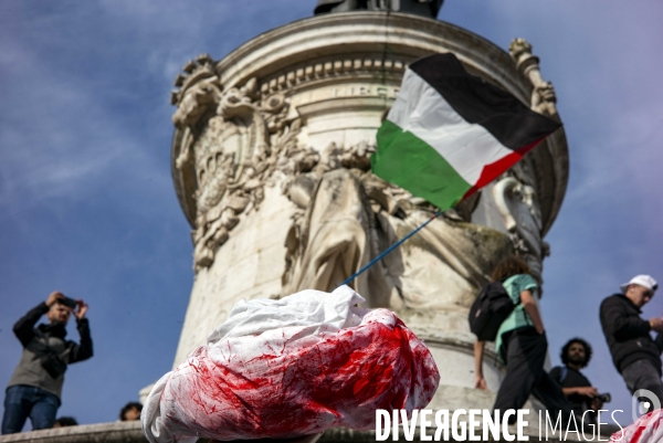 Rassemblement Place de la Republique pour la Palestine