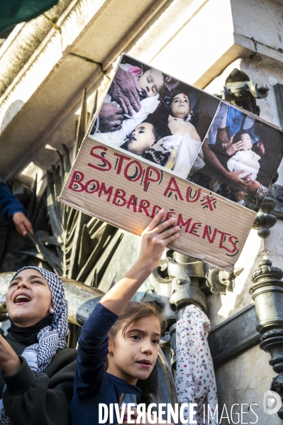 Conflit israélo-palestinien à Gaza. Hommage aux enfants lors du rassemblement à Paris en soutien au peuple palestinien.