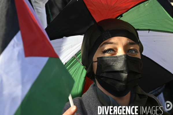 Rassemblement à Paris en soutien au peuple palestinien en raison du conflit israélo-palestinien à Gaza