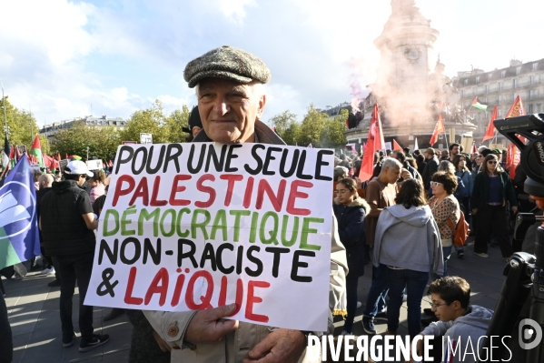 Rassemblement à Paris en soutien au peuple palestinien en raison du conflit israélo-palestinien à Gaza