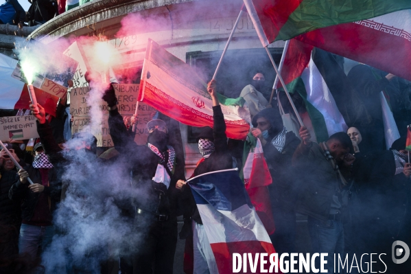 Rassemblement à Paris en soutien au peuple palestinien en raison du conflit israélo-palestinien à Gaza