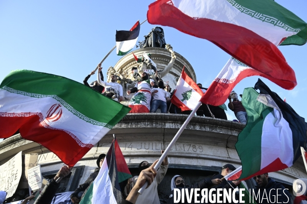 Rassemblement à Paris en soutien au peuple palestinien en raison du conflit israélo-palestinien à Gaza