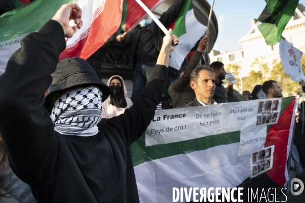 Rassemblement à Paris en soutien au peuple palestinien en raison du conflit israélo-palestinien à Gaza