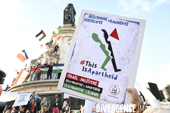Rassemblement à Paris en soutien au peuple palestinien en raison du conflit israélo-palestinien à Gaza