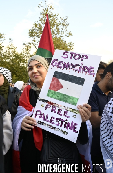 Rassemblement à Paris en soutien au peuple palestinien en raison du conflit israélo-palestinien à Gaza