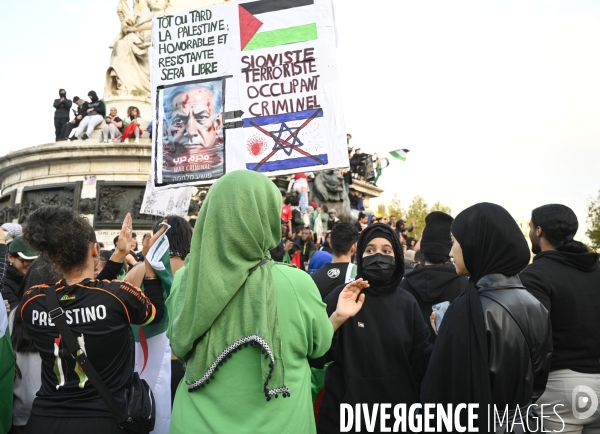 Rassemblement à Paris en soutien au peuple palestinien en raison du conflit israélo-palestinien à Gaza