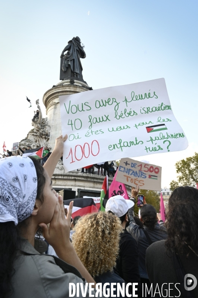 Rassemblement à Paris en soutien au peuple palestinien en raison du conflit israélo-palestinien à Gaza