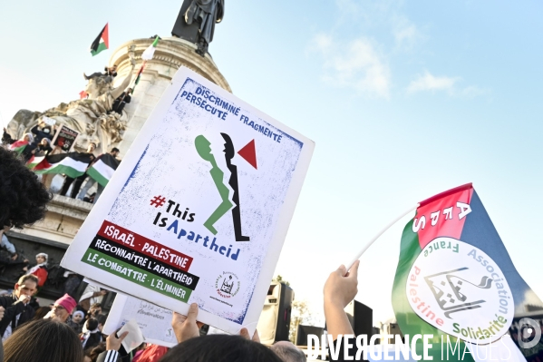 Rassemblement à Paris en soutien au peuple palestinien en raison du conflit israélo-palestinien à Gaza