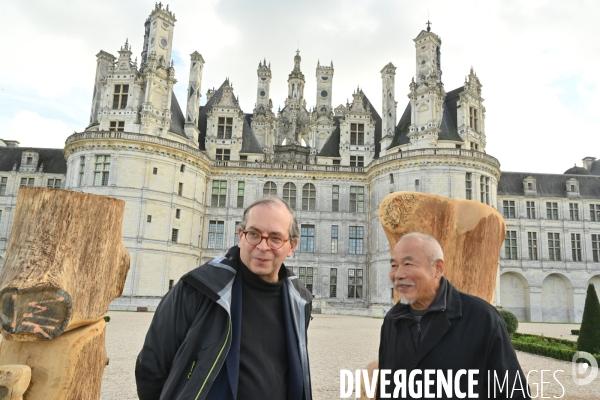 L  artiste WANG KEPING en résidence à  Chambord - Avec Laurent Le Bon président du Centre Pompidou
