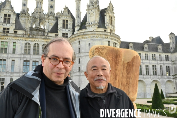 L  artiste WANG KEPING en résidence à  Chambord - Avec Laurent Le Bon président du Centre Pompidou