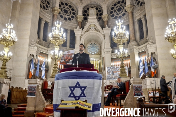 Rassemblement pour les otages israéliens du hamas à la synagogue de la Victoire