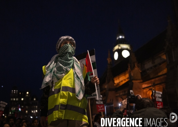 Rassemblement pour Gaza devant Westminster. 