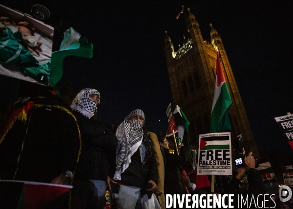 Rassemblement pour Gaza devant Westminster. 