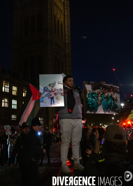 Rassemblement pour Gaza devant Westminster. 